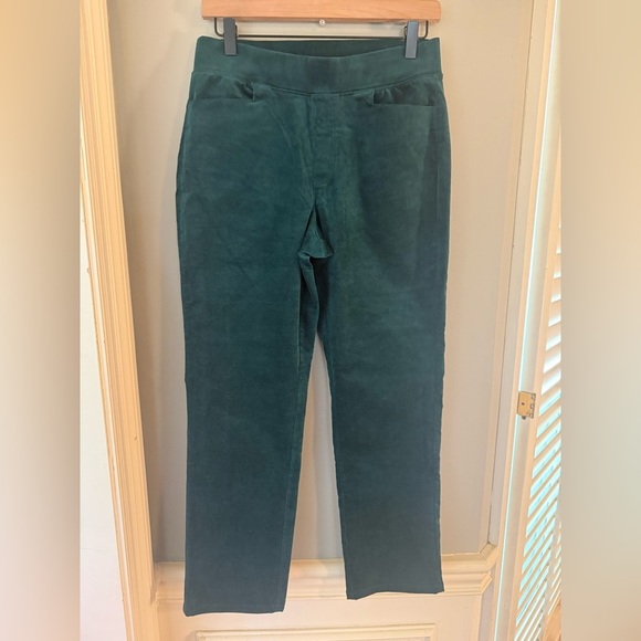 d&co Denim & Co Petite Velvet Feel Pants Green Straight Leg Women’s XSP - Picture 10 of 10